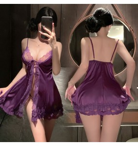 FEE ET MOI - Tie-Front Button-Down Nightdress (Purple)